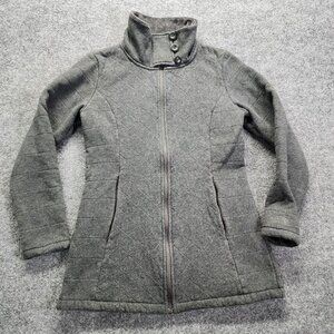 The North Face Womens M Caroluna Jacket-Plush Fleece Quilt Lined Heather Gray